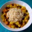Curry met kokosmelk, bonen en mango, vegetarisch, veganistisch