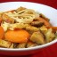 Roerbakmie met shiitakes en tofu, veganistisch