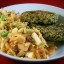 Koolraap-appel salade met spinazie-rijstburgers, veganistisch